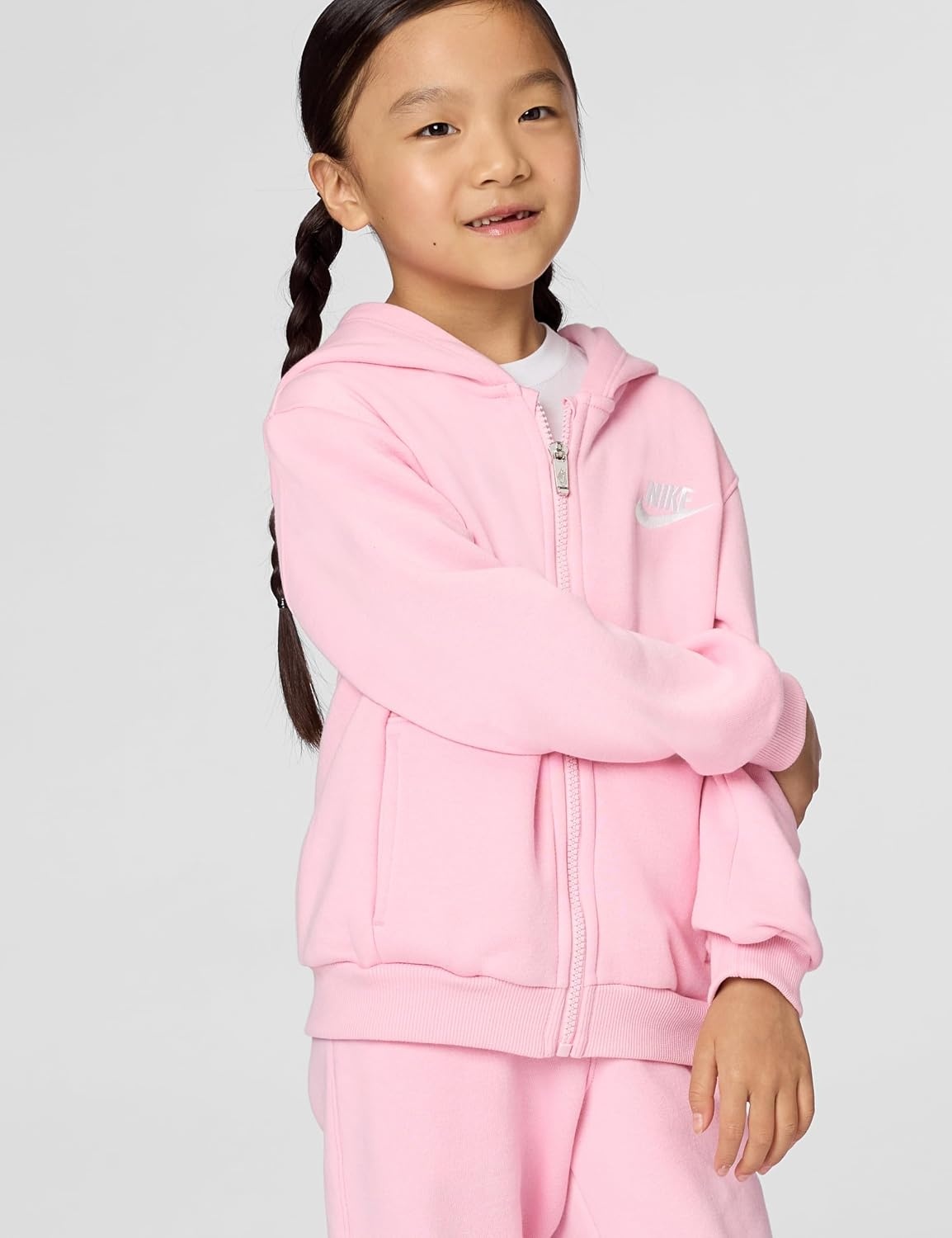 image:imageNike Kids Sportswear Club Fleece FullZip HoodieMedium Soft PinkWhite