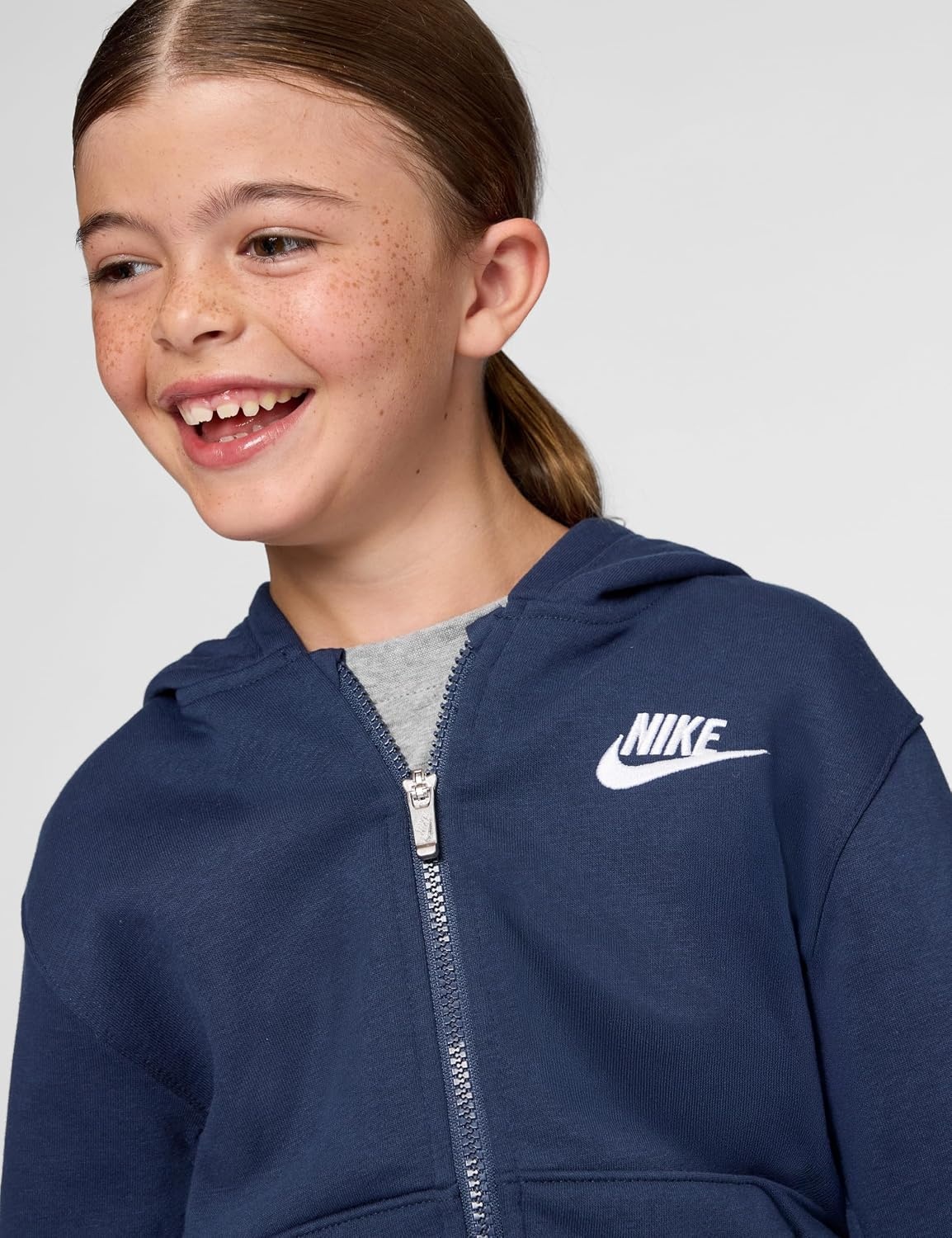 image:imageNike Kids Sportswear Club Fleece FullZip HoodieMidnight NavyWhite