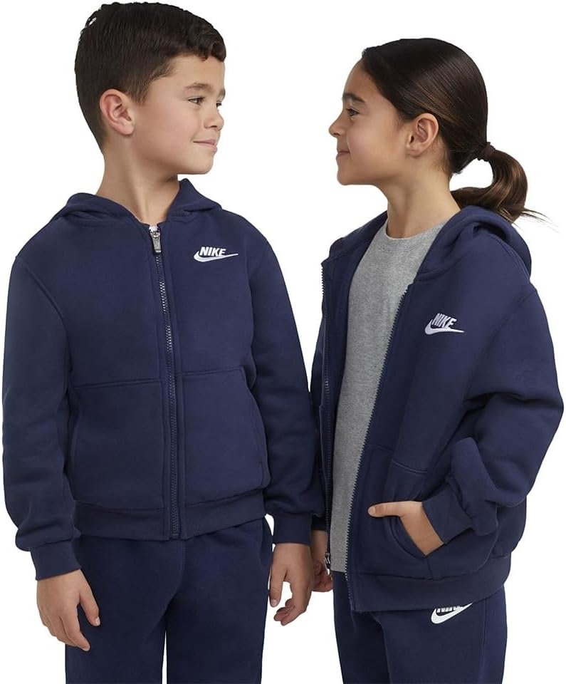 image:imageNike Kids Sportswear Club Fleece FullZip HoodieMidnight NavyWhite