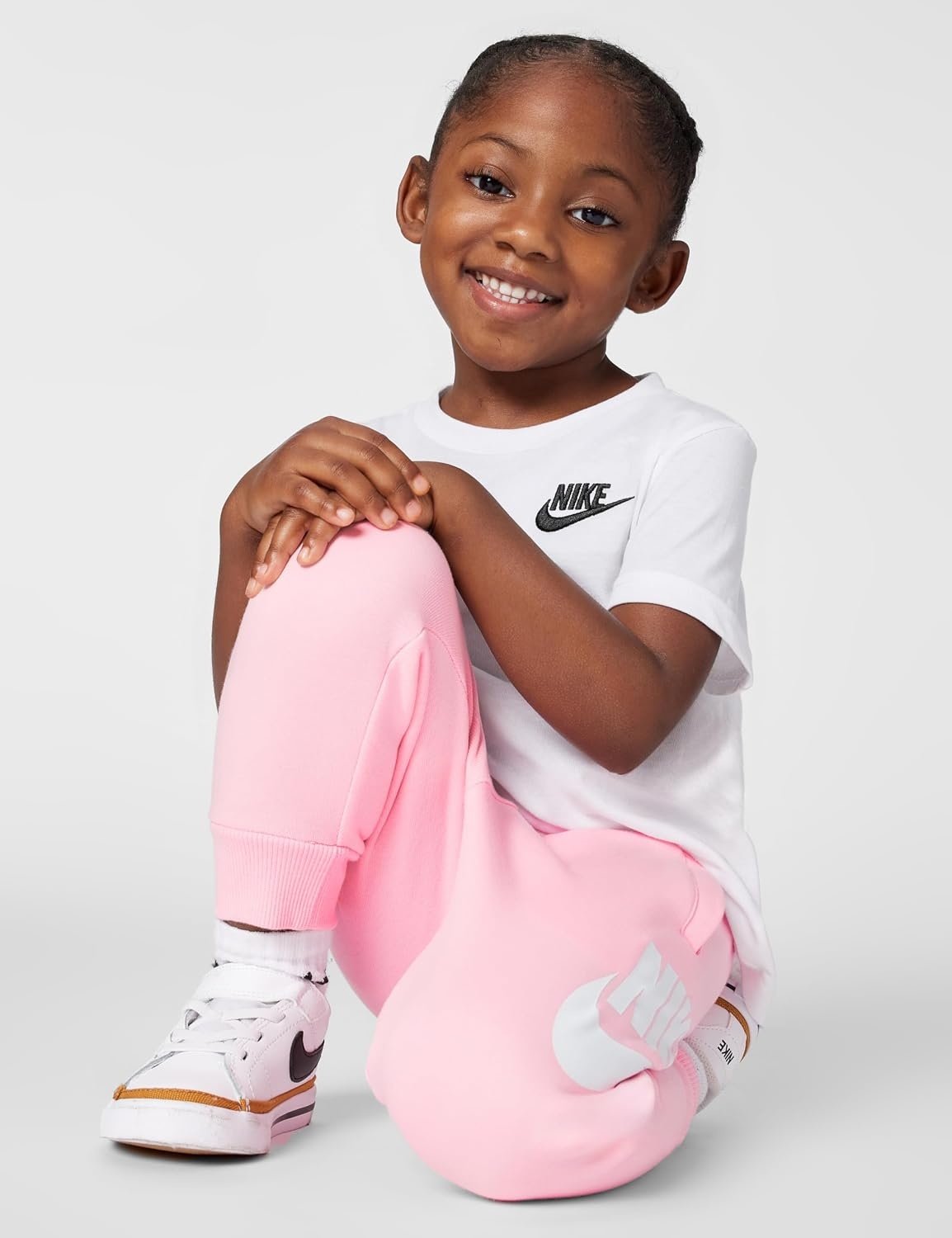 image:imageNike Kids Sportswear Club Fleece Joggers Large Swoosh LogoMedium Soft PinkWhite