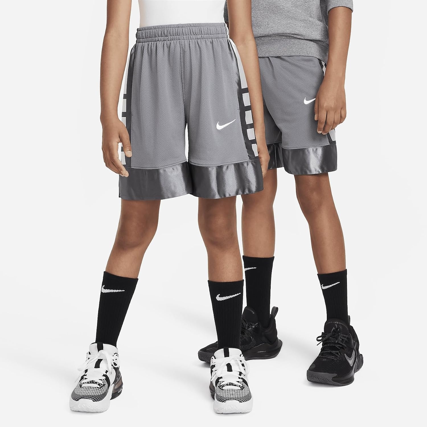 image:imageNike Unisex Big Kids Elite 23 DriFit Basketball Shorts Boys and GirlsSmoke GreyWhite