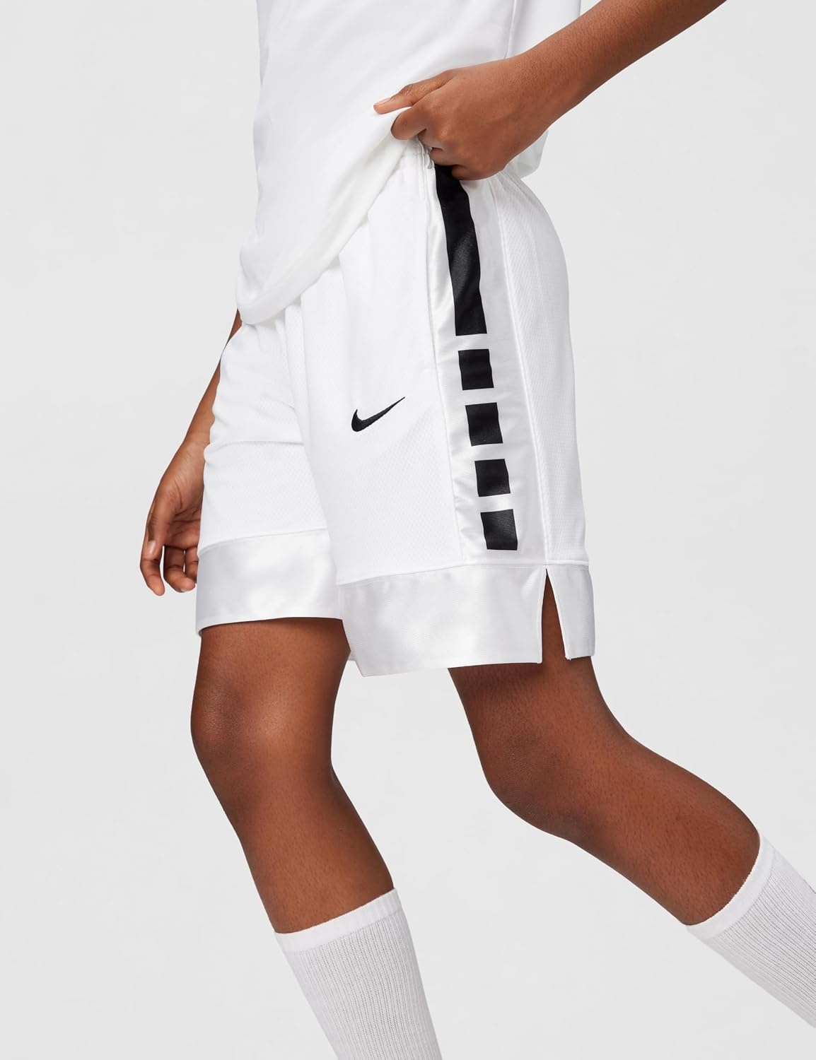 image:imageNike Unisex Big Kids Elite 23 DriFit Basketball Shorts Boys and GirlsWhiteBlack