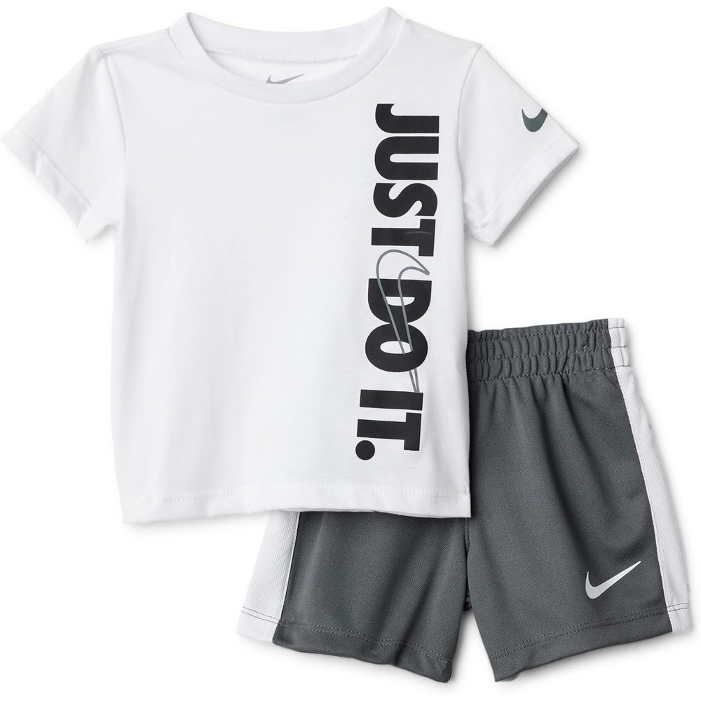 image:imageNike Baby Just Do It TShirt and Mesh Shorts 2Piece Outfit SetWhiteIron Grey