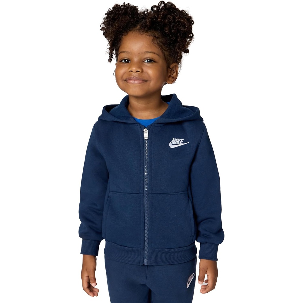 image:imageNike Kids Sportswear Club Fleece FullZip HoodieMidnight NavyWhite