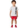 Nike Baby Just Do It T-Shirt and Mesh Shorts 2-Piece Outfit Set(Birch Heather/University Red)
