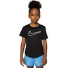 Nike Girls’ One Fitted Dri-fit Short-Sleeve Top T-Shirt (Large Swoosh Logo)(Black/White)