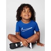 Nike Girls’ One Fitted Dri-fit Short-Sleeve Top T-Shirt (Large Swoosh Logo)(Game Royal/White)