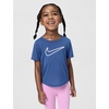 Nike Girls’ One Fitted Dri-fit Short-Sleeve Top T-Shirt (Large Swoosh Logo)(Mystic Navy/White)