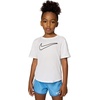 Nike Girls’ One Fitted Dri-fit Short-Sleeve Top T-Shirt (Large Swoosh Logo)(White/Black)