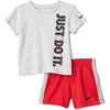 Nike Baby Just Do It T-Shirt and Mesh Shorts 2-Piece Outfit Set(Birch Heather/University Red)