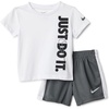 Nike Baby Just Do It T-Shirt and Mesh Shorts 2-Piece Outfit Set(White/Iron Grey)