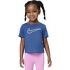 Nike Girls’ One Fitted Dri-fit Short-Sleeve Top T-Shirt (Large Swoosh Logo)(Mystic Navy/White)
