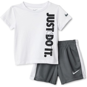 Nike Baby Just Do It T-Shirt and Mesh Shorts 2-Piece Outfit Set(White/Iron Grey)