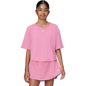 Nike Girls’ One Relaxed Dri-FIT Short-Sleeve Top T-Shirt(Peony/White)
