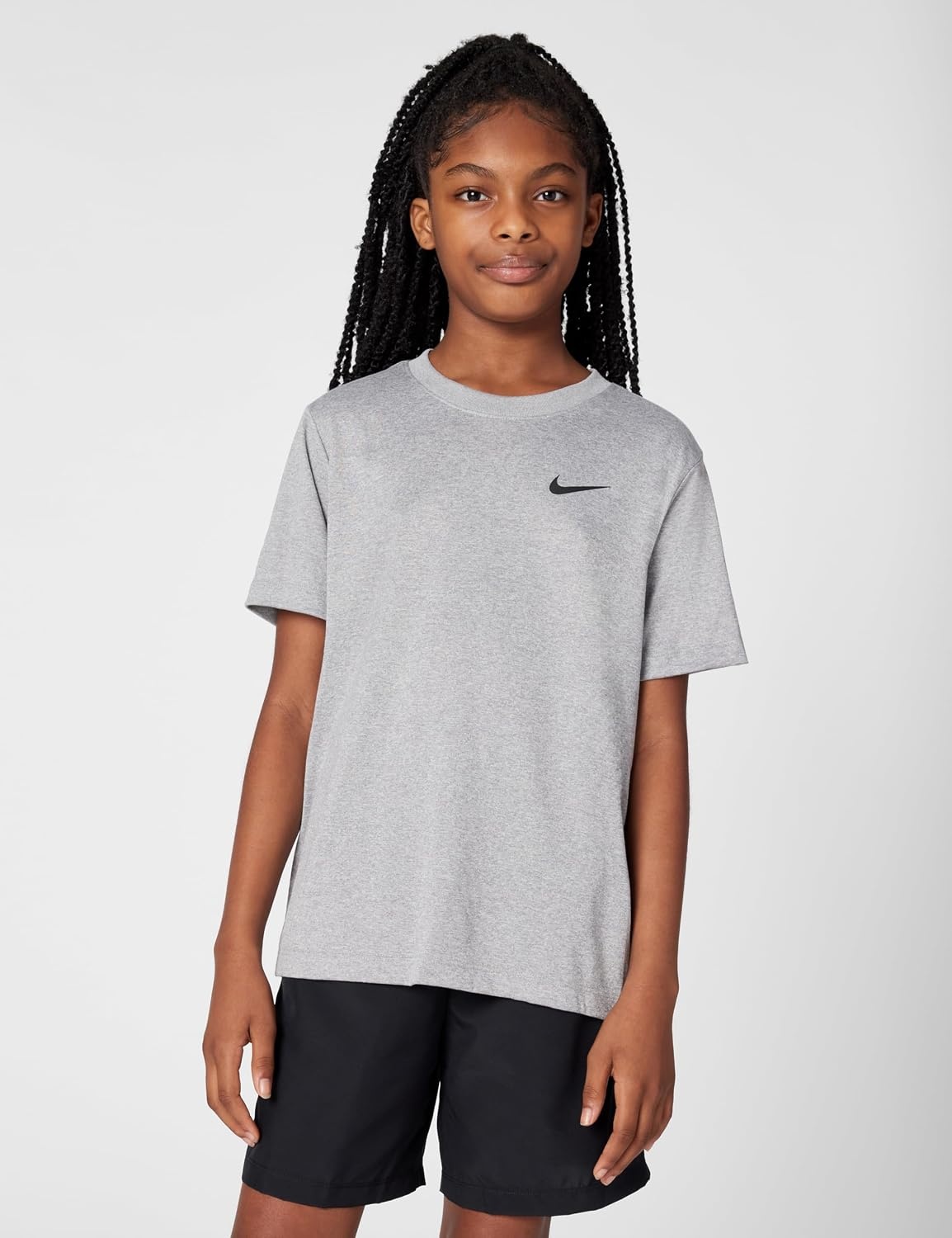 image:imageNike Unisex Big Kids Legend DriFIT TShirt Boys and GirlsTumbled GreyFlat SilverHeather