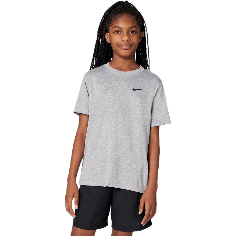 image:imageNike Unisex Big Kids Legend DriFIT TShirt Boys and GirlsTumbled GreyFlat SilverHeather