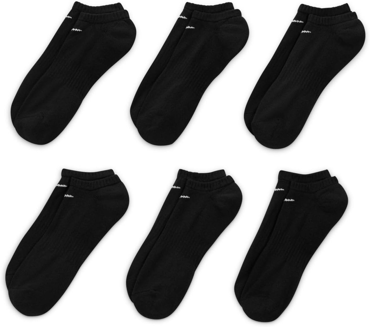 image:imageNike Adult Everyday Cushioned Training NoShow Socks 6Packs Mens WomensBlackWhite