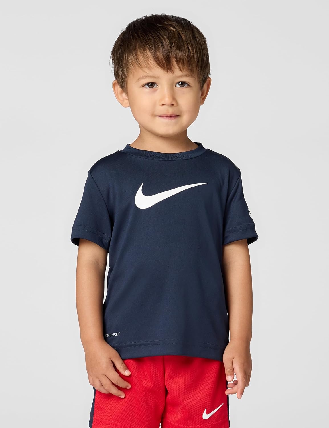 image:imageNike Boys DriFIT Swoosh Logo TShirt and Mesh Shorts 2Piece Outfit SetMidnight NavyUniversity Red