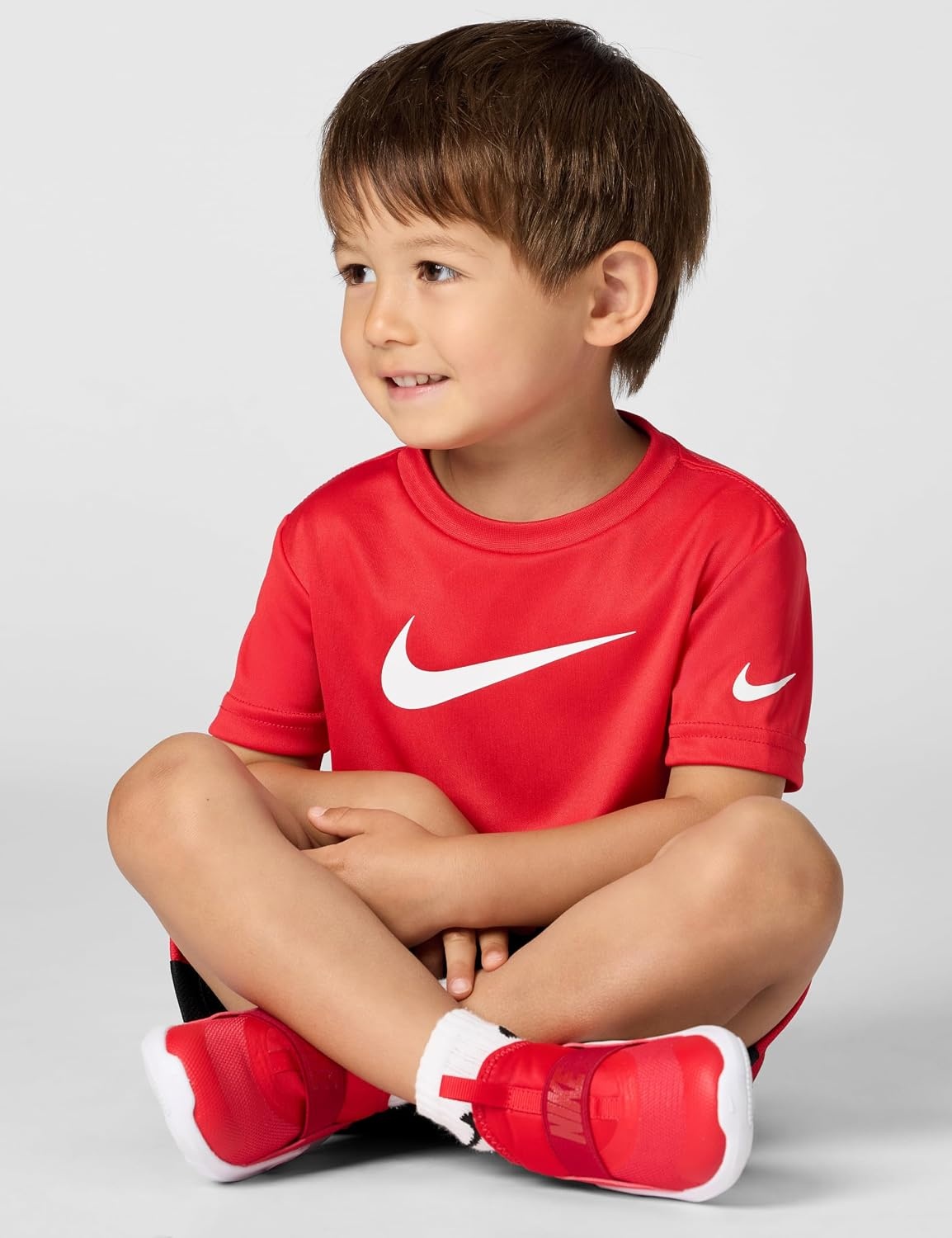 image:imageNike Boys DriFIT Swoosh Logo TShirt and Mesh Shorts 2Piece Outfit SetUniversity Red