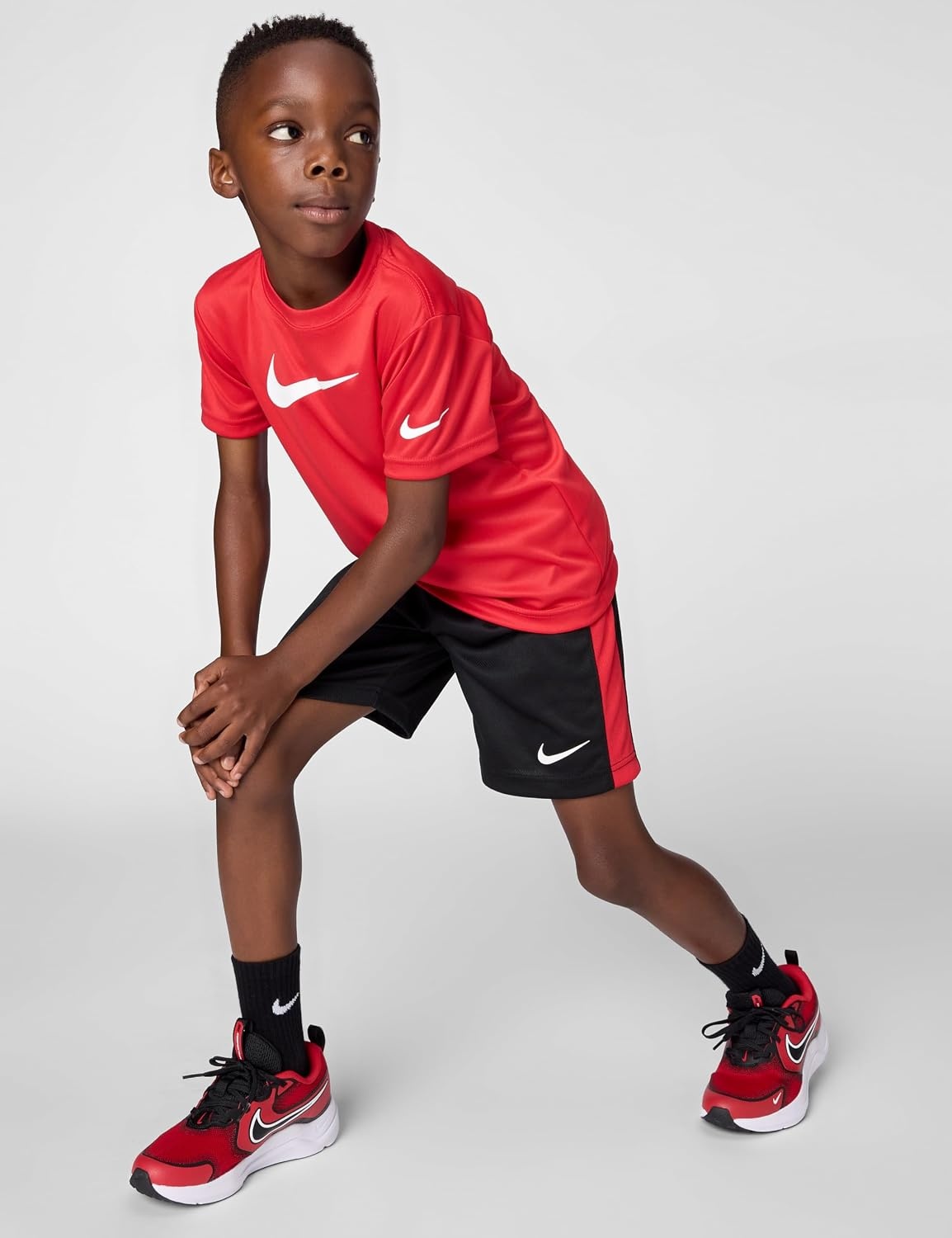 image:imageNike Boys DriFIT Swoosh Logo TShirt and Mesh Shorts 2Piece Outfit SetUniversity Red