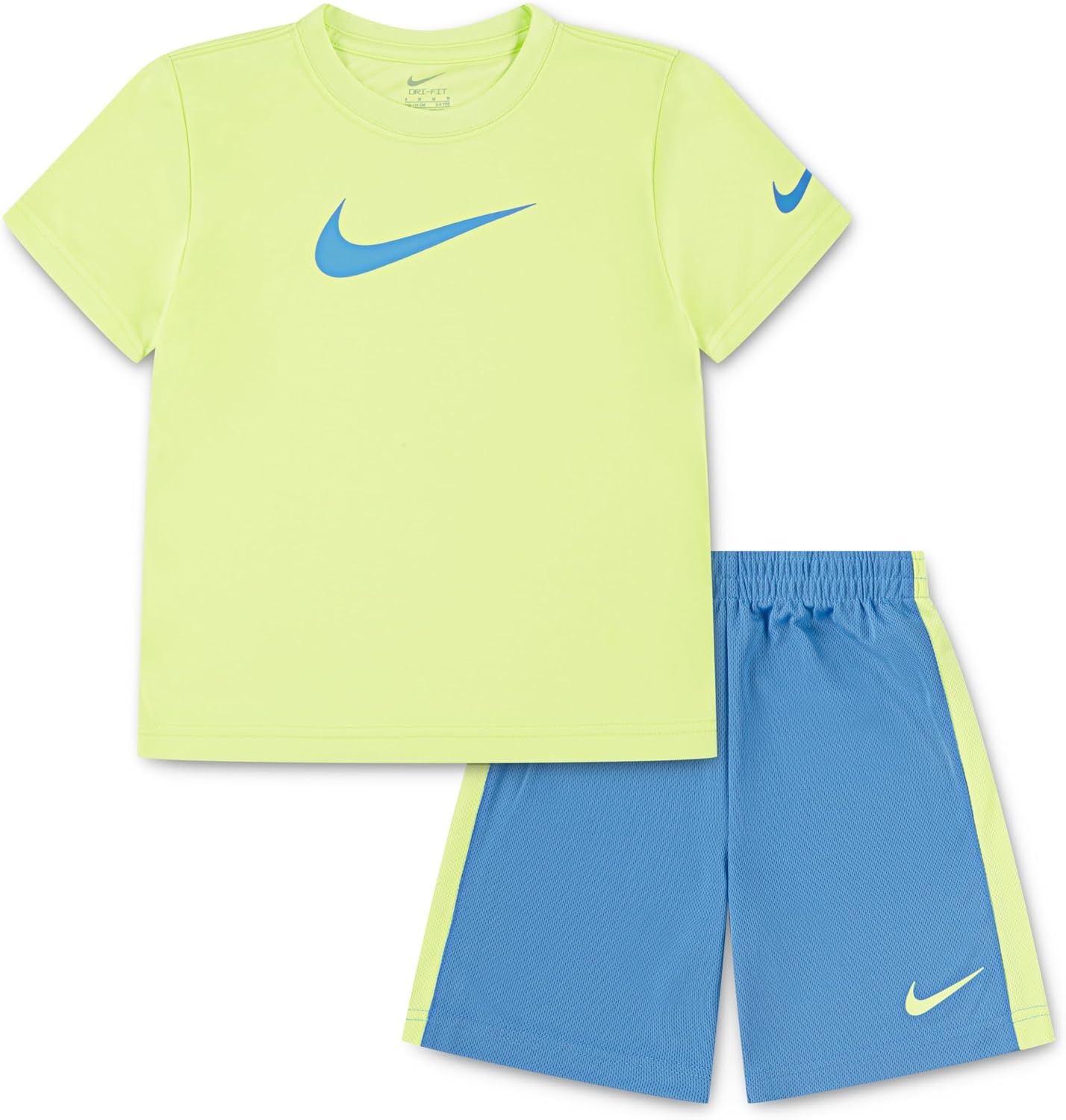 image:imageNike Boys DriFIT Swoosh Logo TShirt and Mesh Shorts 2Piece Outfit SetVoltBlue Beyond
