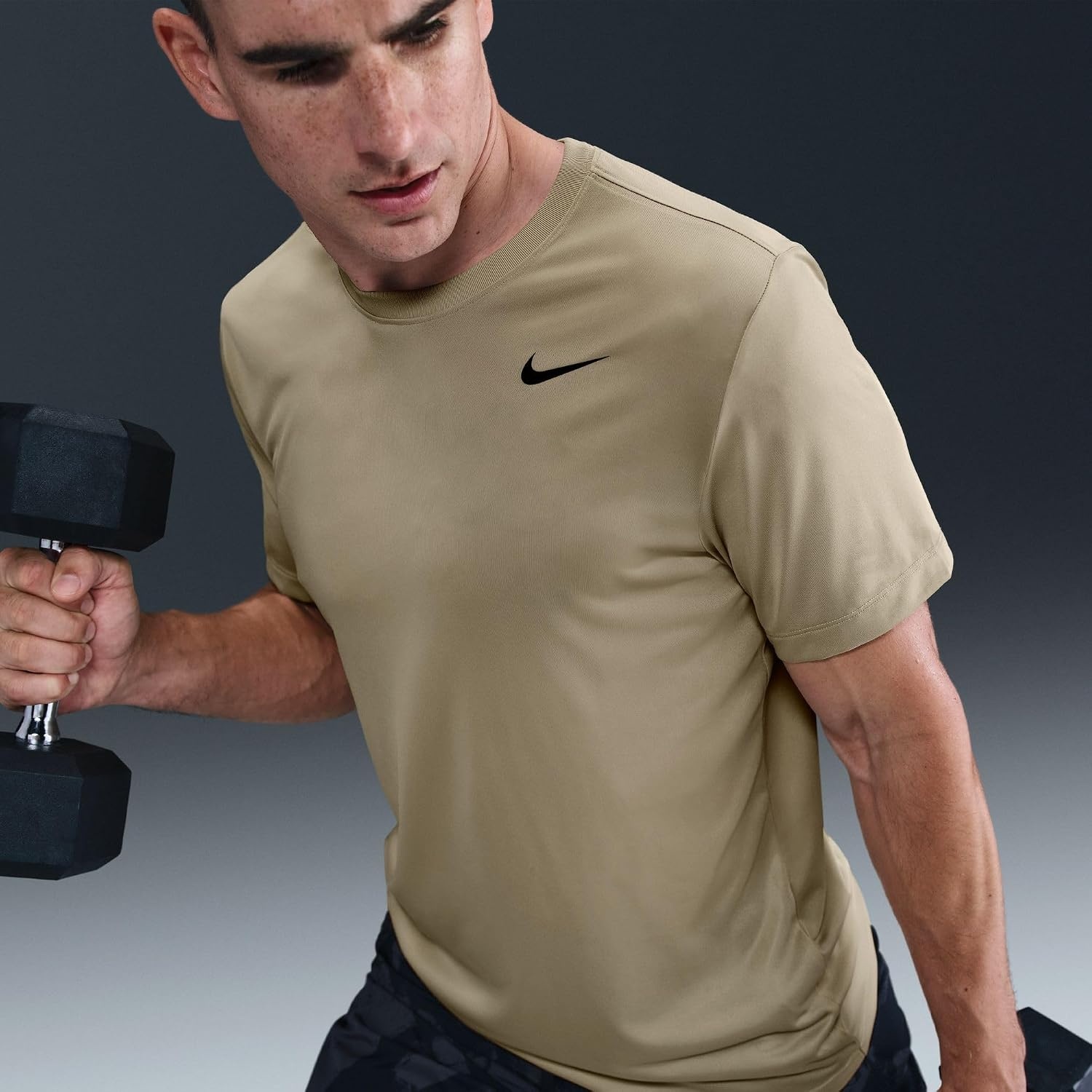image:imageNike Mens DriFIT Legend Fitness TShirtDesert KhakiBlack