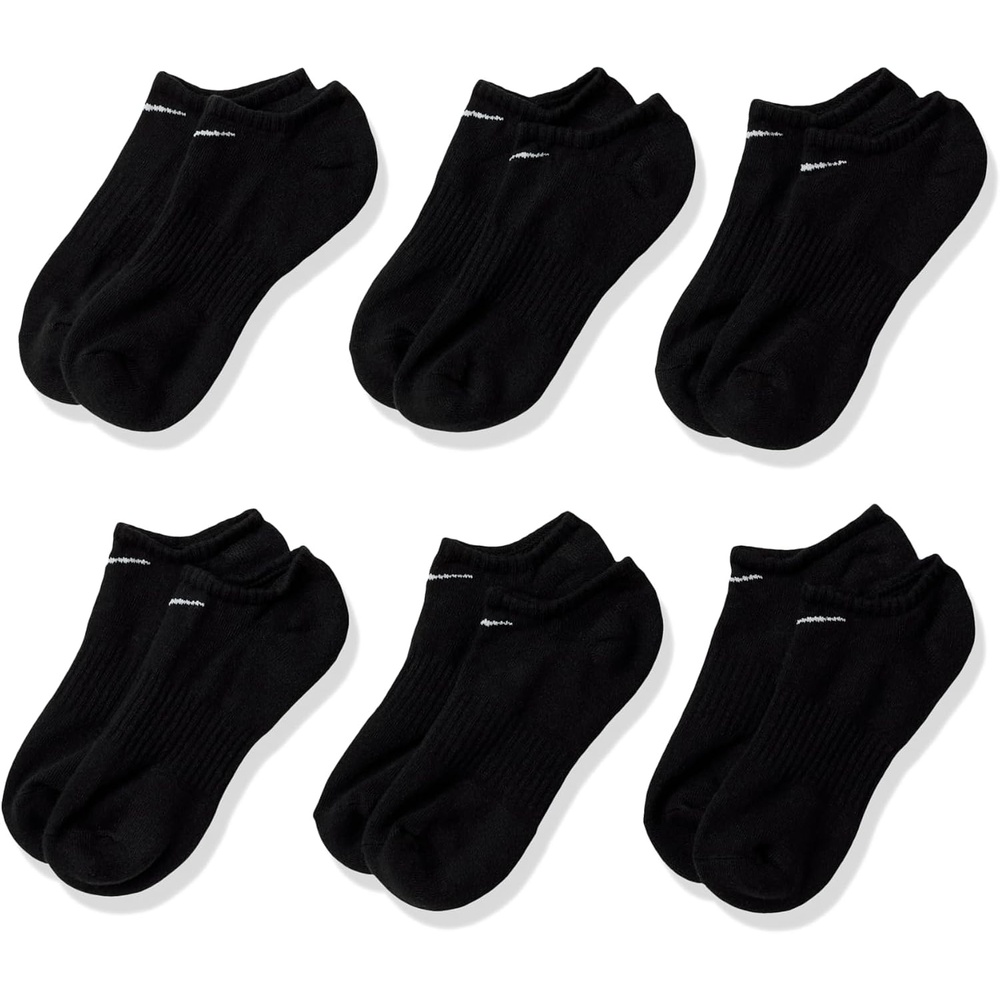 image:imageNike Adult Everyday Cushioned Training NoShow Socks 6Packs Mens WomensBlackWhite