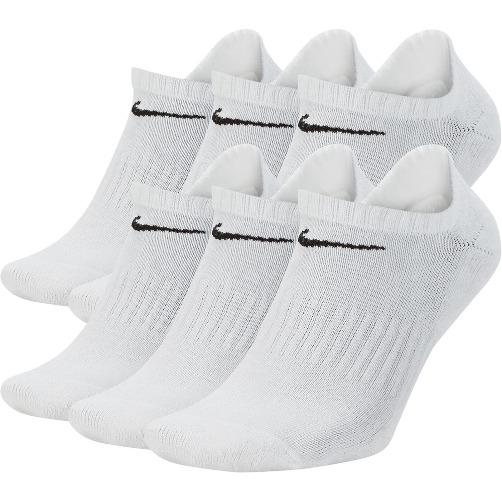 image:imageNike Adult Everyday Cushioned Training NoShow Socks 6Packs Mens WomensWhiteBlack