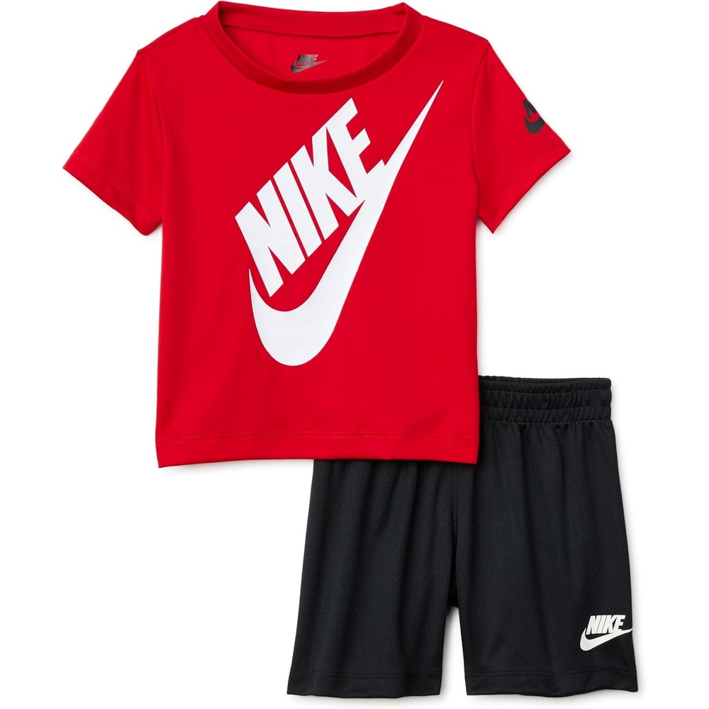 image:imageNike Baby DriFIT Sportswear TShirt and Mesh Shorts 2Piece Outfit SetBlackUniversity Red