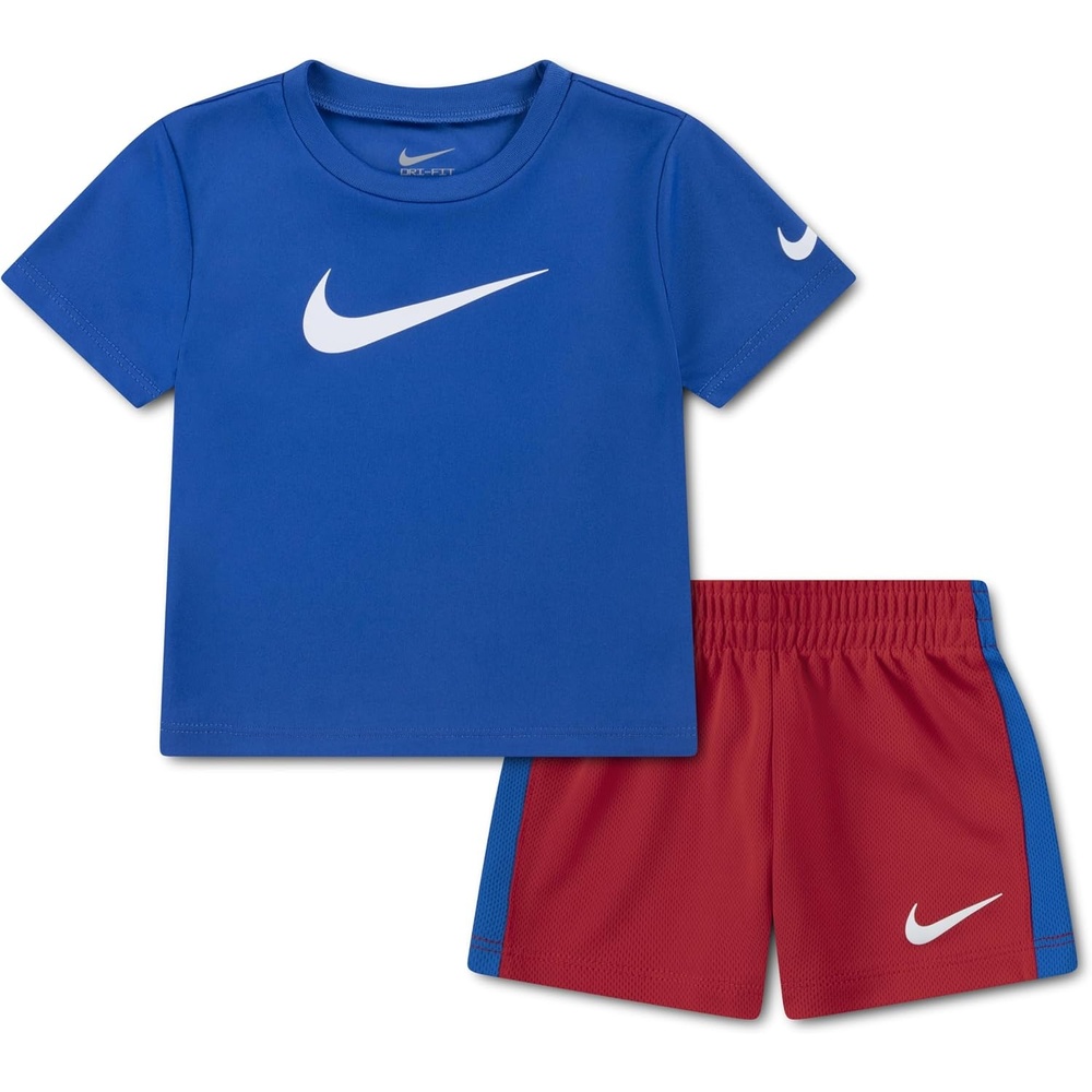 image:imageNike Boys DriFIT Swoosh Logo TShirt and Mesh Shorts 2Piece Outfit SetGame RoyalUniversity Red