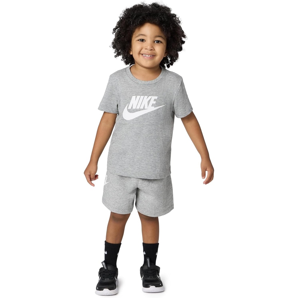 image:imageNike Boys Sportswear Club TShirt and Shorts 2Piece Outfit Set Large Swoosh LogoDark Grey Heather