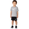 Nike Boys’ Dri-FIT Swoosh Logo T-Shirt and Mesh Shorts 2-Piece Outfit Set(Dark Grey Heather/Black)