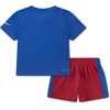 Nike Boys’ Dri-FIT Swoosh Logo T-Shirt and Mesh Shorts 2-Piece Outfit Set(Game Royal/University Red)