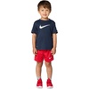 Nike Boys’ Dri-FIT Swoosh Logo T-Shirt and Mesh Shorts 2-Piece Outfit Set(Midnight Navy/University Red)