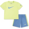 Nike Boys’ Dri-FIT Swoosh Logo T-Shirt and Mesh Shorts 2-Piece Outfit Set(Volt/Blue Beyond)