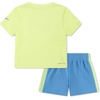 Nike Boys’ Dri-FIT Swoosh Logo T-Shirt and Mesh Shorts 2-Piece Outfit Set(Volt/Blue Beyond)