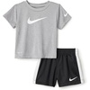 Nike Boys’ Dri-FIT Swoosh Logo T-Shirt and Mesh Shorts 2-Piece Outfit Set(Dark Grey Heather/Black)