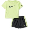 Nike Boys’ Dri-FIT Swoosh Logo T-Shirt and Mesh Shorts 2-Piece Outfit Set(Volt/Dark Grey Heather)