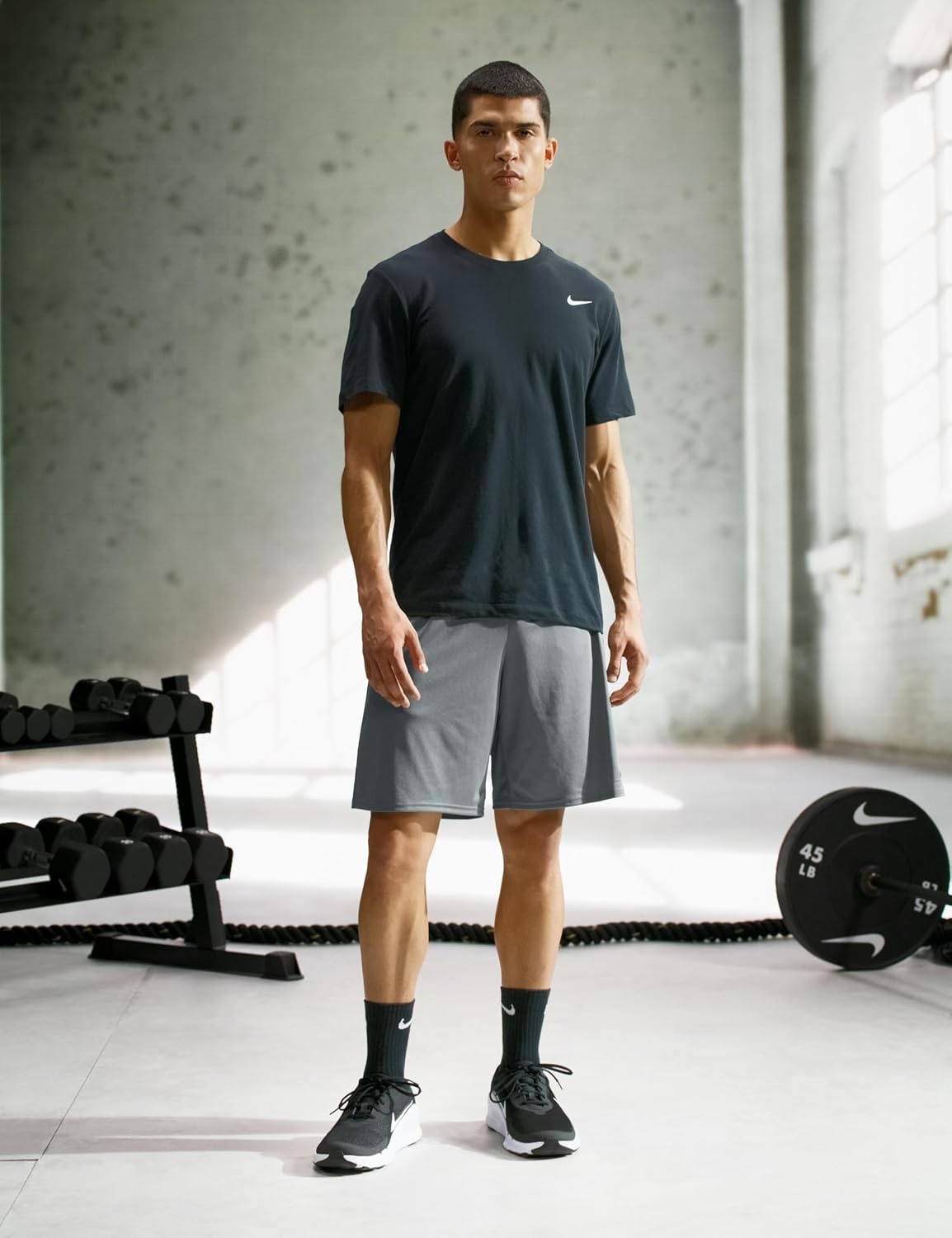 image:imageNike Mens DriFIT Flex 9 WorkoutTraining ShortsSmoke GreyBlack