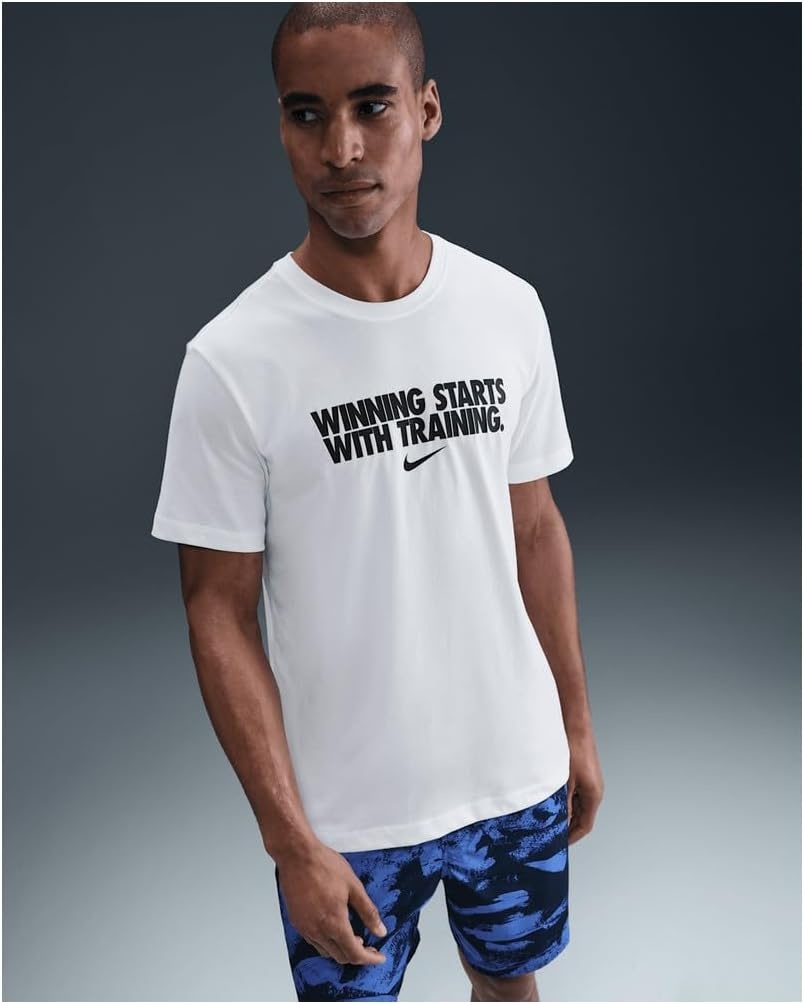 image:imageNike Mens Drifit Winning Graphic TShirtWhiteBlack