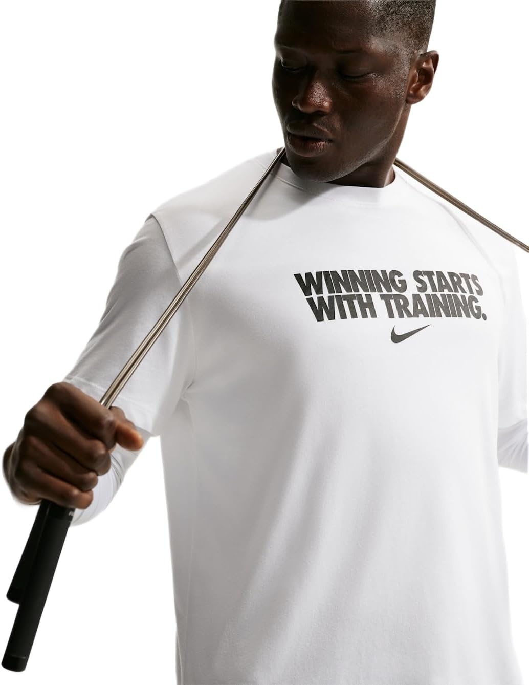 image:imageNike Mens Drifit Winning Graphic TShirtWhiteBlack
