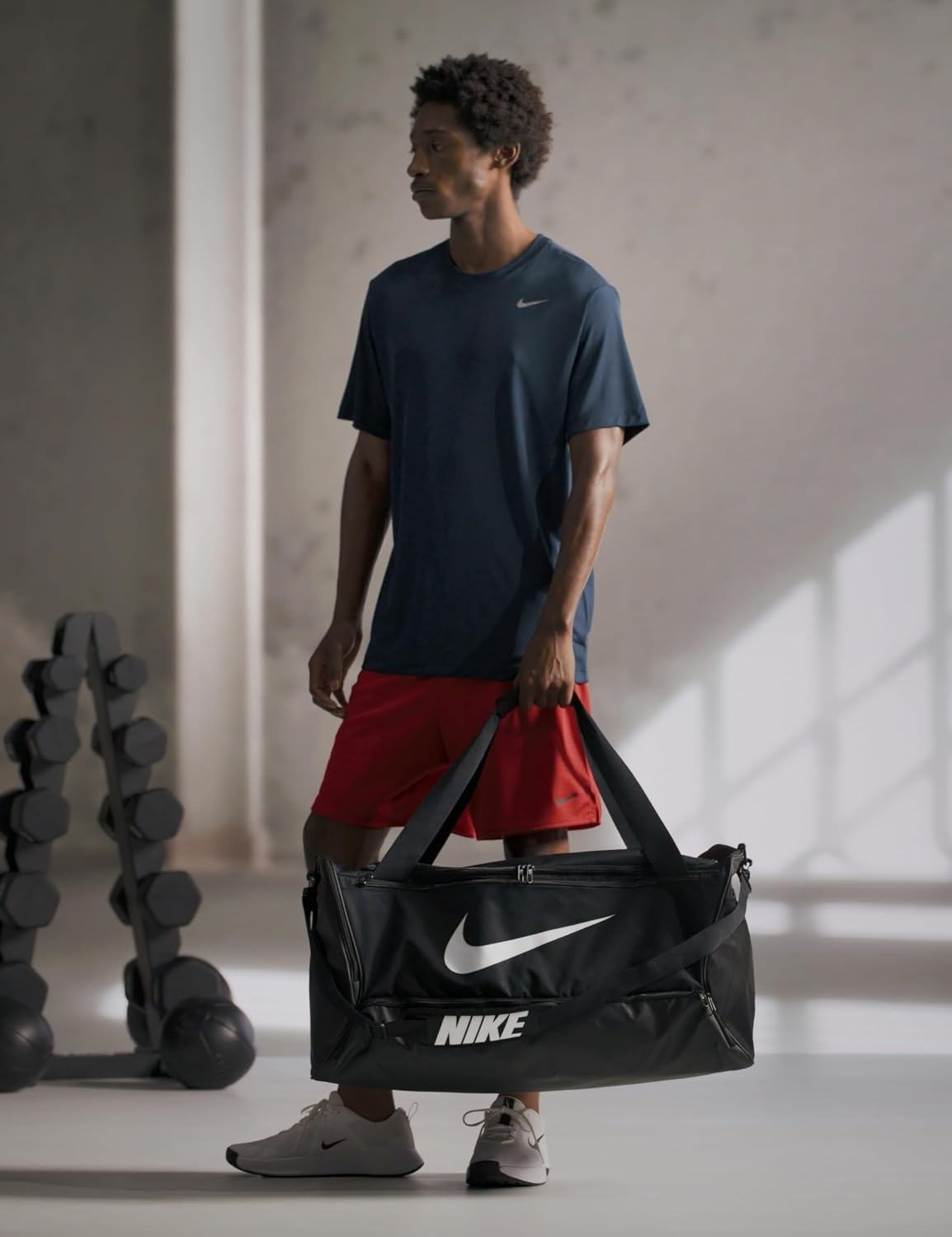 image:imageNike Unisex Adult Gameday Brasilia 95 Training Duffel Bag 25L 41L 60L or 95L Mens and WomensBlackBlackWhite