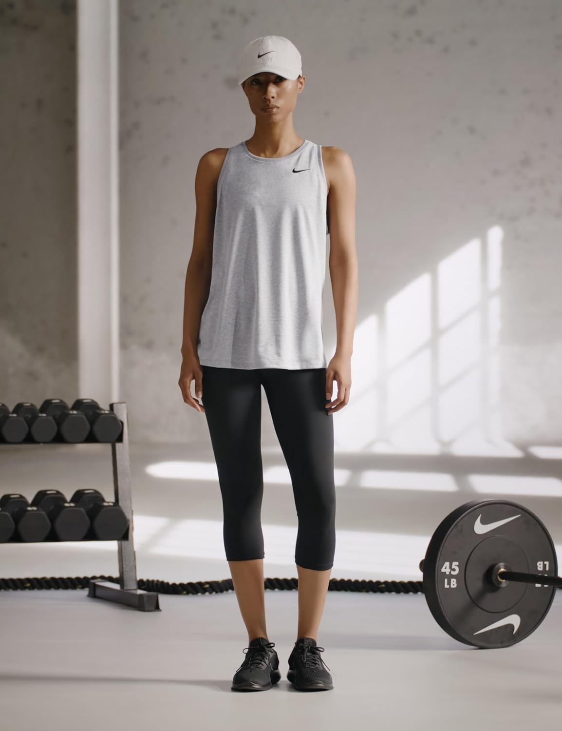 image:imageNike Womens DriFIT Legend Training TankTumbled GreyFlat SilverHeatherBlack