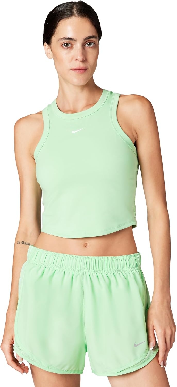 image:imageNike Womens Nike One Fitted Drifit Cropped Tank TopCucumber CalmWhite