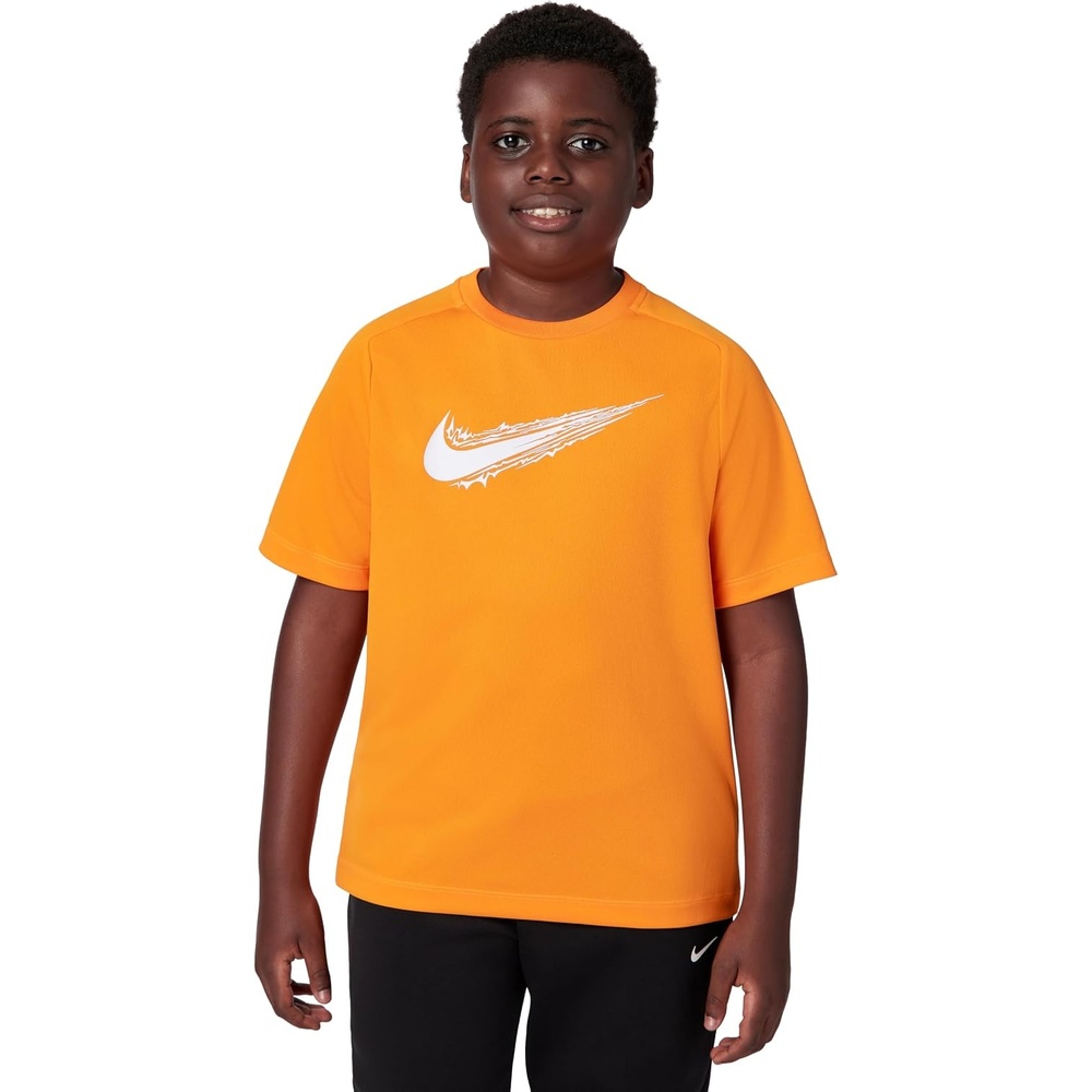 image:imageNike Unisex Big Kids Multi DriFIT ShortSleeve Top Large Swoosh Logo Boys and GirlsBright CeramicWhite