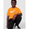 Nike Unisex Big Kids’ Multi Dri-FIT Short-Sleeve Top (Large Swoosh Logo) – Boys and Girls(Bright Ceramic/White)