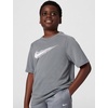 Nike Unisex Big Kids’ Multi Dri-FIT Short-Sleeve Top (Large Swoosh Logo) – Boys and Girls(Smoke Grey/White)