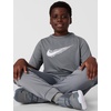 Nike Unisex Big Kids’ Multi Dri-FIT Short-Sleeve Top (Large Swoosh Logo) – Boys and Girls(Smoke Grey/White)
