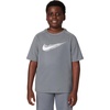 Nike Unisex Big Kids’ Multi Dri-FIT Short-Sleeve Top (Large Swoosh Logo) – Boys and Girls(Smoke Grey/White)