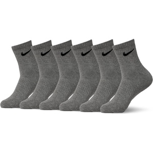Nike Adult Everyday Cushioned Training Ankle Socks (6-Packs) | Mens Womens(Carbon Heather/Black)